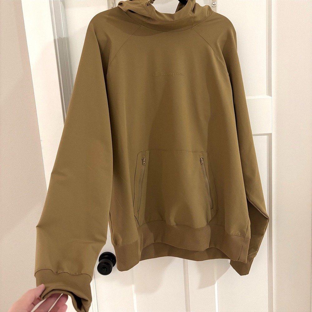 Champion Mens Tan Hooded Pullover Long Sleeve Hoodie Large Beige L